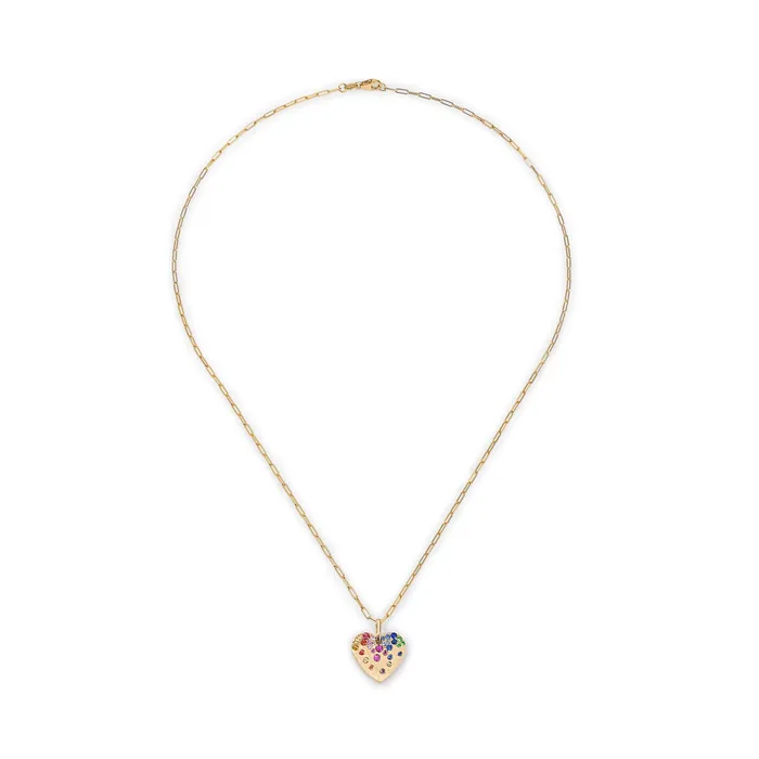 Necklaces SG Fine Scattered Rainbow Heart Pendant Necklace