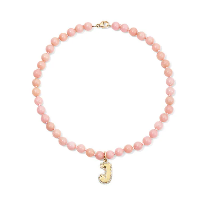 SG Fine Charm Necklaces Jumbo Bubble Initial With Pave Outline Charm