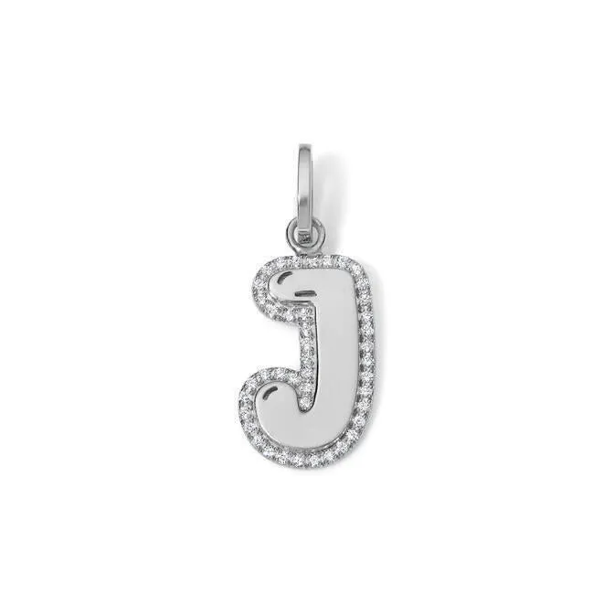 SG Fine Charm Necklaces Jumbo Bubble Initial With Pave Outline Charm