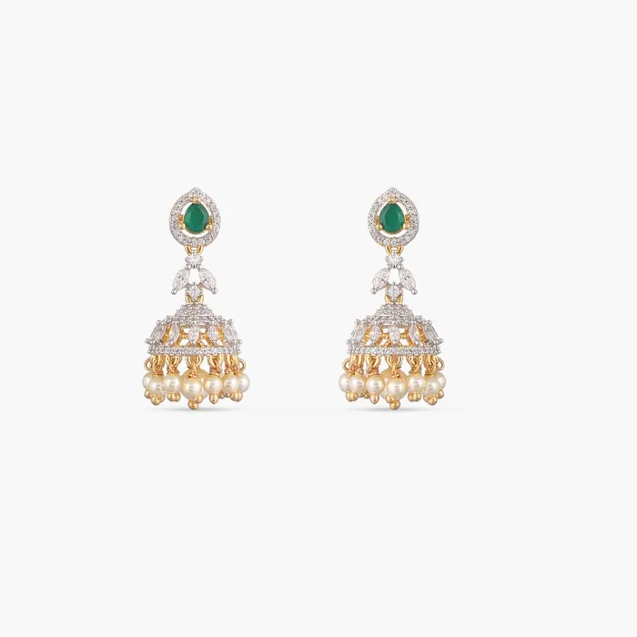 SILVER Earrings Classic CZ Silver Jhumka Earrings