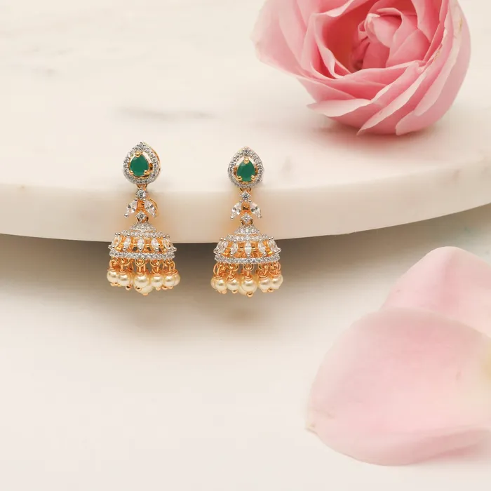 SILVER Earrings Classic CZ Silver Jhumka Earrings