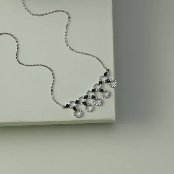 SILVER Monochrome Play Delicate CZ Silver Necklace Necklaces