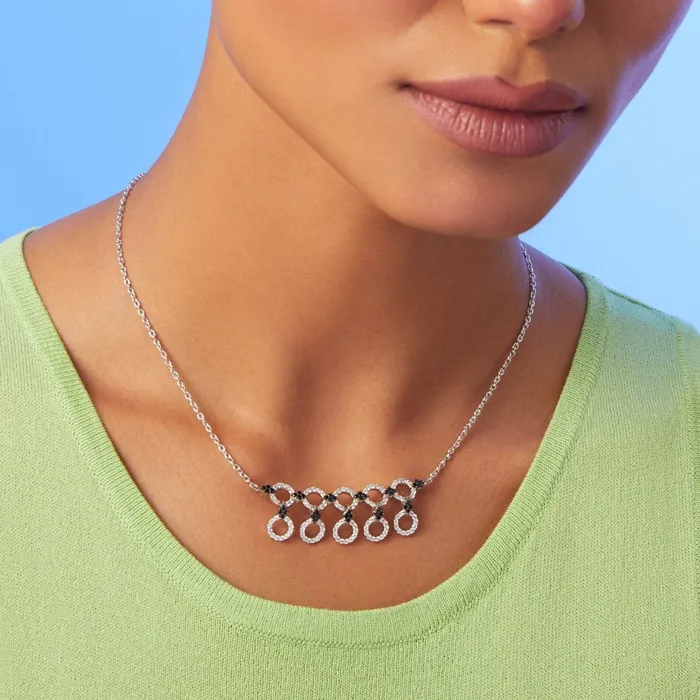 SILVER Monochrome Play Delicate CZ Silver Necklace Necklaces