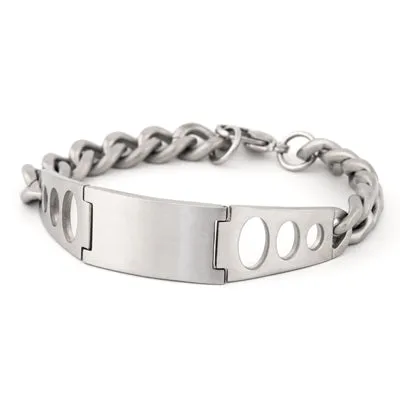 Speidel Bracelets Mens Stainless Steel ID w Round Cutouts