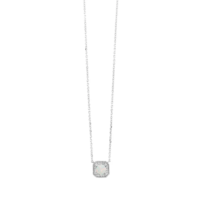 White Gold Opal Diamond Fashion Pendant International Diamond Center Necklaces