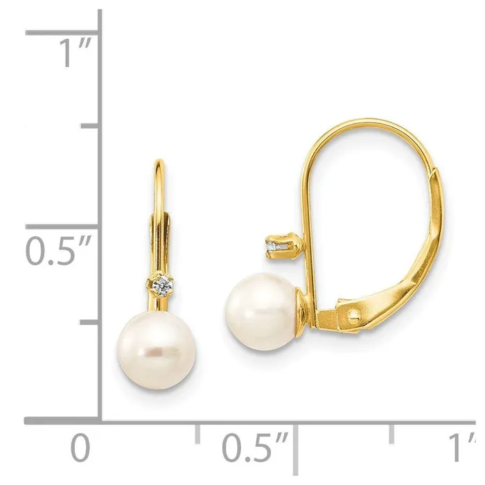14K 56mm Round FW Cultured Pearl 02 ct Diamond Leverback Earrings Jewelry Earrings 14K 56mm Round FW Cultured Pearl 02 ct Diamond Leverback Earrings Jewelry Earrings
