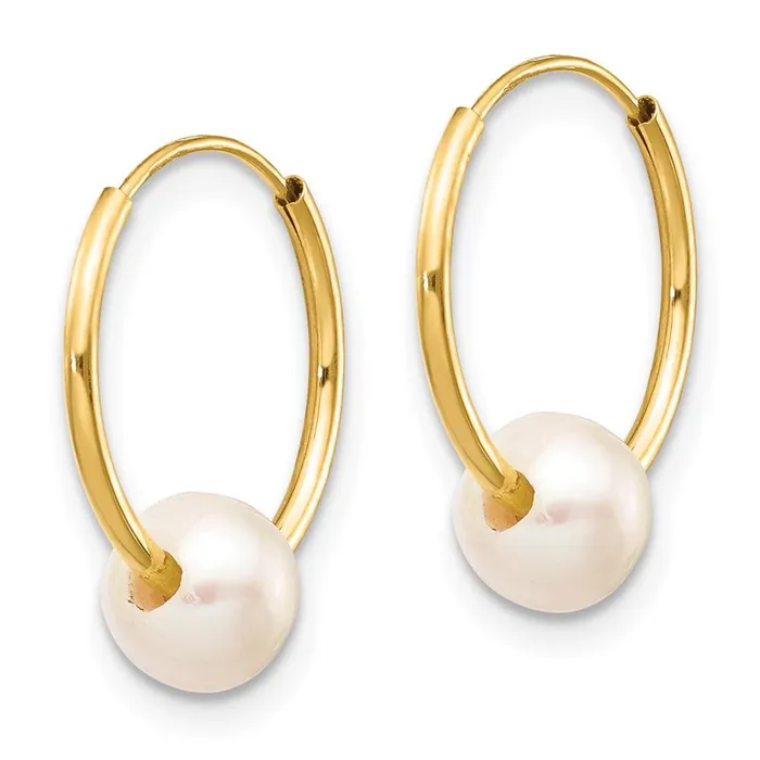 14k 56mm White Semiround Freshwater Cultured Pearl Endless Hoop Earrings Jewelry Earrings 14k 56mm White Semiround Freshwater Cultured Pearl Endless Hoop Earrings Jewelry Earrings