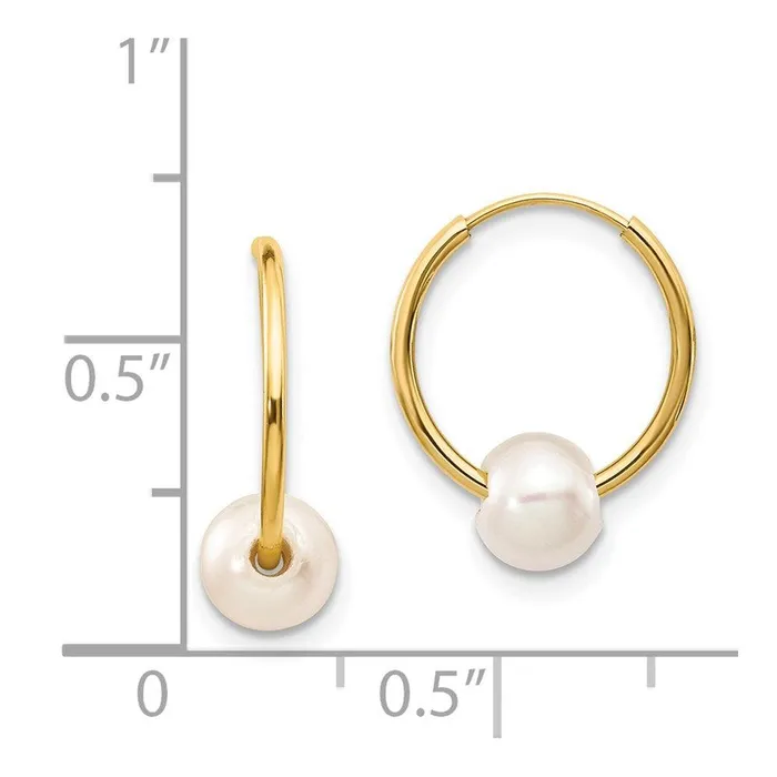 14k 56mm White Semiround Freshwater Cultured Pearl Endless Hoop Earrings Jewelry Earrings 14k 56mm White Semiround Freshwater Cultured Pearl Endless Hoop Earrings Jewelry Earrings