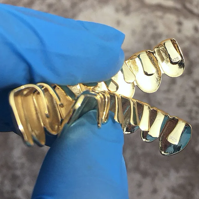 14K Gold Plated over Solid 925 Sterling Silver 8 On Eight Grillz Set Bling Cartel Admin Earrings