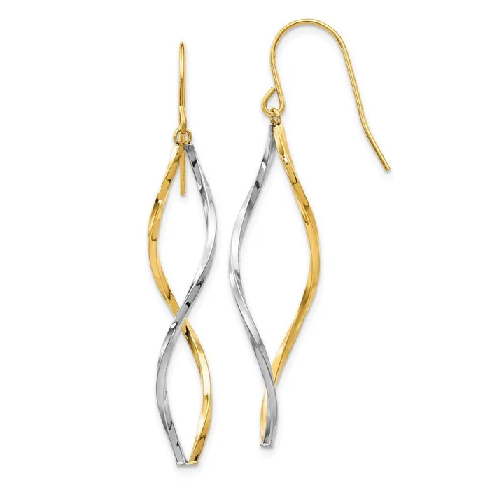 14k Twotone Twist Dangle Earrings Jewelry Earrings