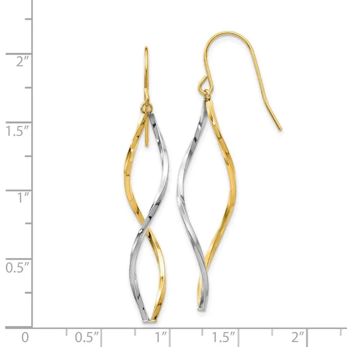 14k Twotone Twist Dangle Earrings Jewelry Earrings 14k Twotone Twist Dangle Earrings Jewelry Earrings