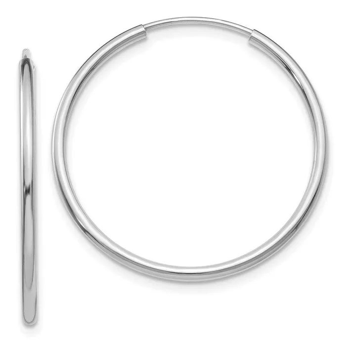 14k White Gold 15mm Polished Endless Hoop Earrings Jewelry Earrings
