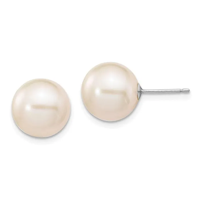 14k White Gold 1011mm White Round FW Cultured Pearl Stud Post Earrings Jewelry Earrings 14k White Gold 1011mm White Round FW Cultured Pearl Stud Post Earrings Jewelry Earrings