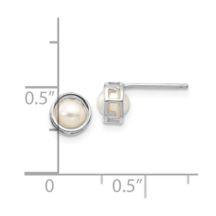 14k White Gold 5mm Bezel FW Cultured Pearl Stud Earrings Jewelry Earrings 14k White Gold 5mm Bezel FW Cultured Pearl Stud Earrings Jewelry Earrings