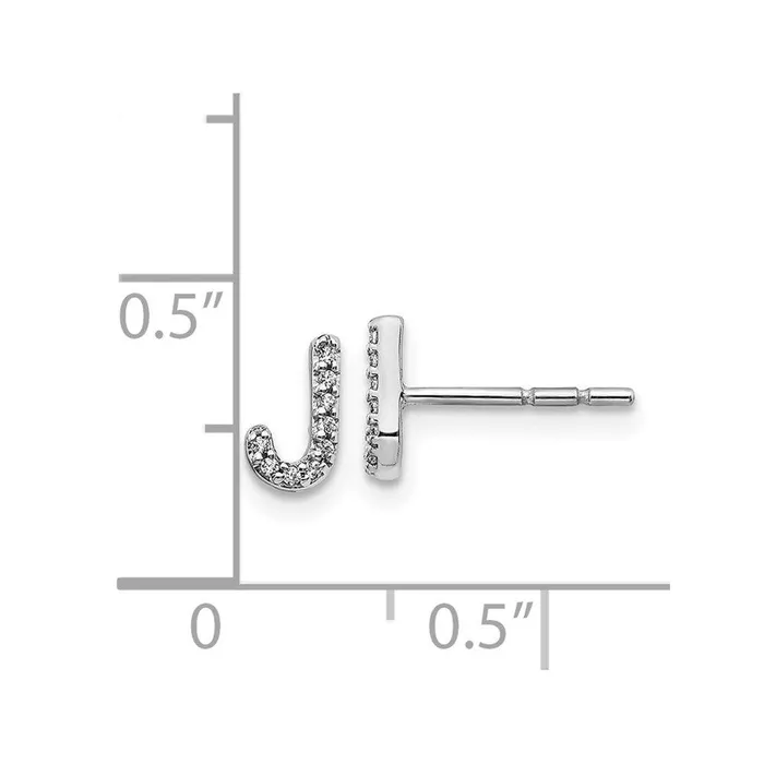 14k White Gold Diamond Initial J Earrings Jewelry Earrings 14k White Gold Diamond Initial J Earrings Jewelry Earrings
