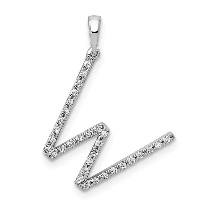 14k White Gold Diamond Initial W Pendant Jewelry Necklaces