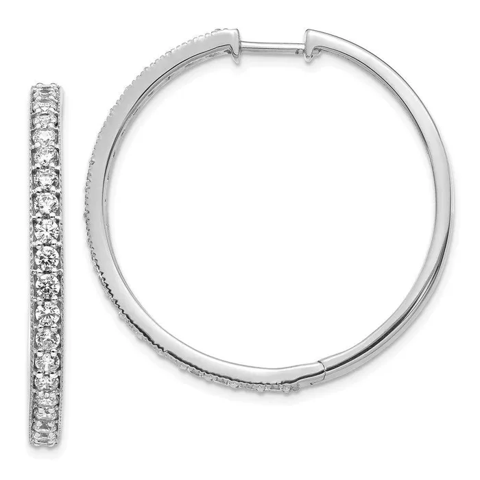 14k White Gold Diamond Milgrain Hoop Earrings Jewelry Earrings
