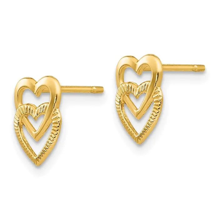 14K Yellow Gold Polished Double Heart Post Earrings Jewelry Earrings 14K Yellow Gold Polished Double Heart Post Earrings Jewelry Earrings