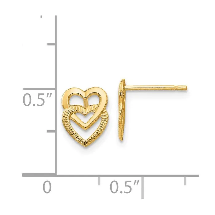 14K Yellow Gold Polished Double Heart Post Earrings Jewelry Earrings 14K Yellow Gold Polished Double Heart Post Earrings Jewelry Earrings