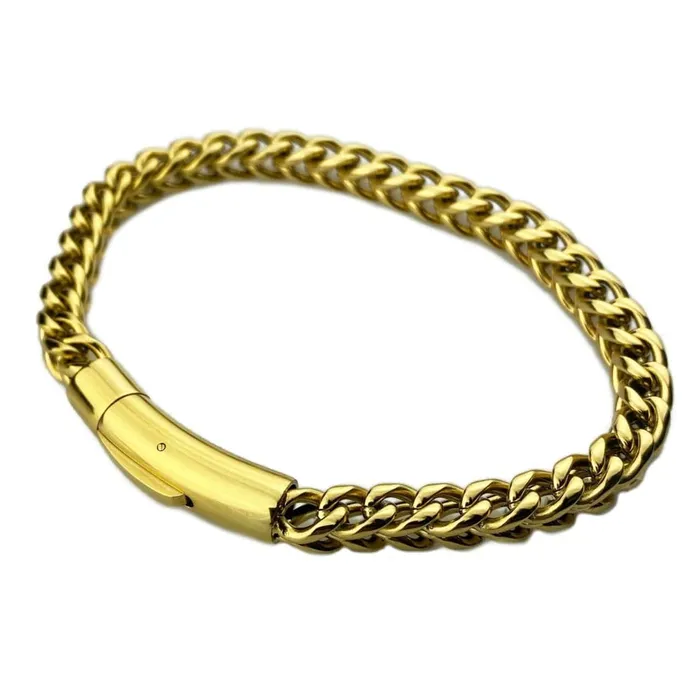 18K Gold Plated over Stainless Steel Franco Bracelet 9 Bling Cartel Admin Bracelets