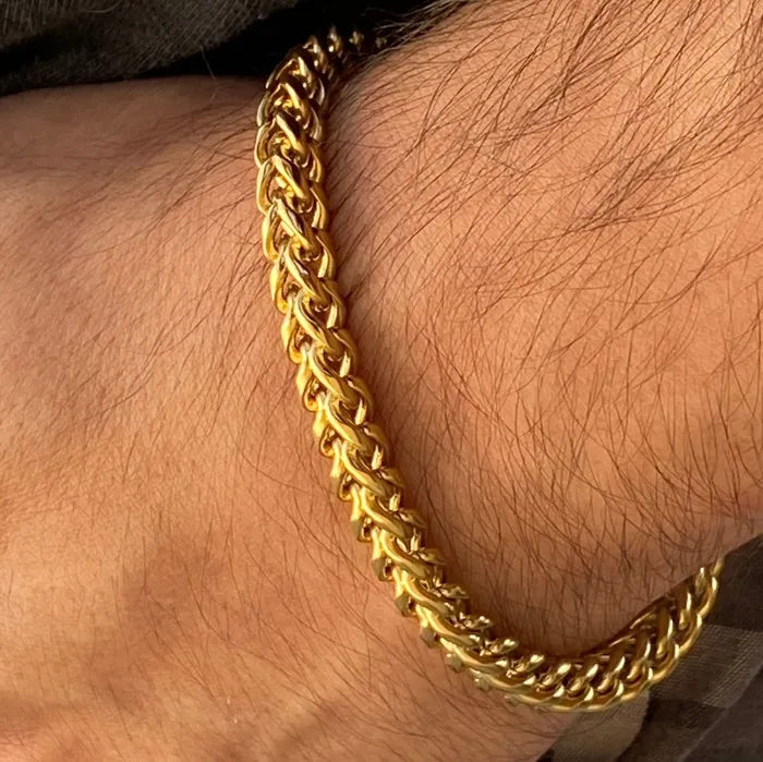 18K Gold Plated over Stainless Steel Franco Bracelet 9 Bling Cartel Admin Bracelets