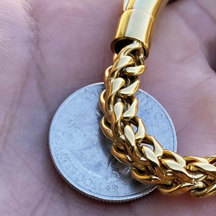 18K Gold Plated over Stainless Steel Franco Bracelet 9 Bling Cartel Admin Bracelets