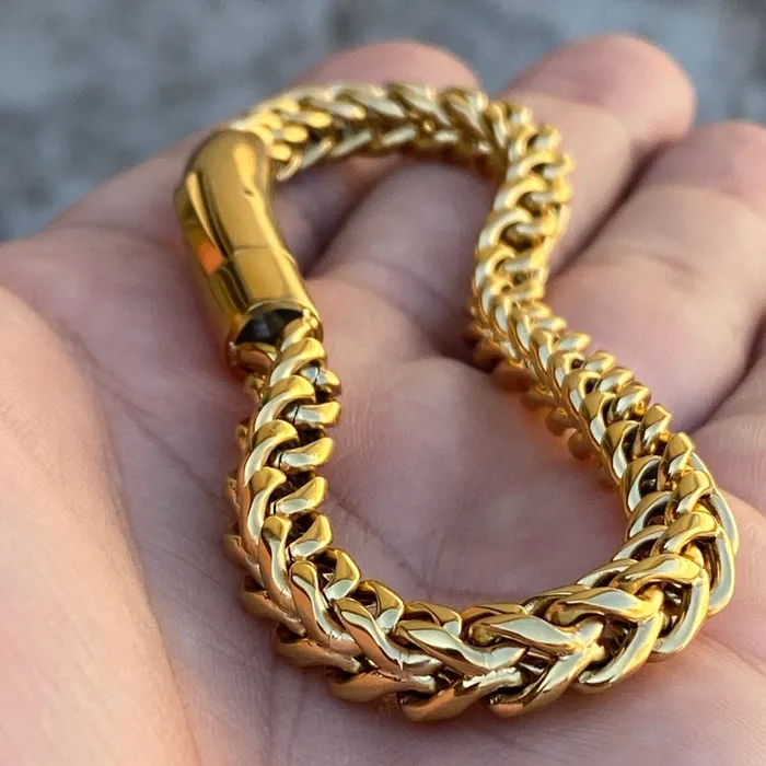 18K Gold Plated over Stainless Steel Franco Bracelet 9 Bling Cartel Admin Bracelets