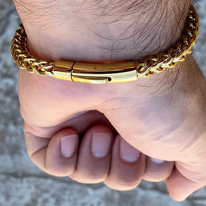 18K Gold Plated over Stainless Steel Franco Bracelet 9 Bling Cartel Admin Bracelets