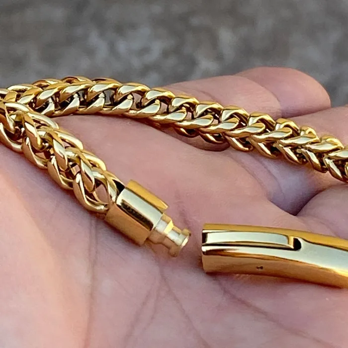 18K Gold Plated over Stainless Steel Franco Bracelet 9 Bling Cartel Admin Bracelets