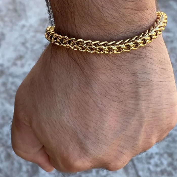 18K Gold Plated over Stainless Steel Franco Bracelet 9 Bling Cartel Admin Bracelets