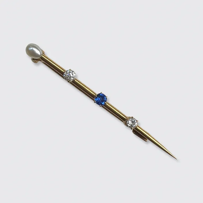 21stfinds Victorian Pearl Sapphire Diamond Nail Brooch Earrings 21stfinds Victorian Pearl Sapphire Diamond Nail Brooch Earrings