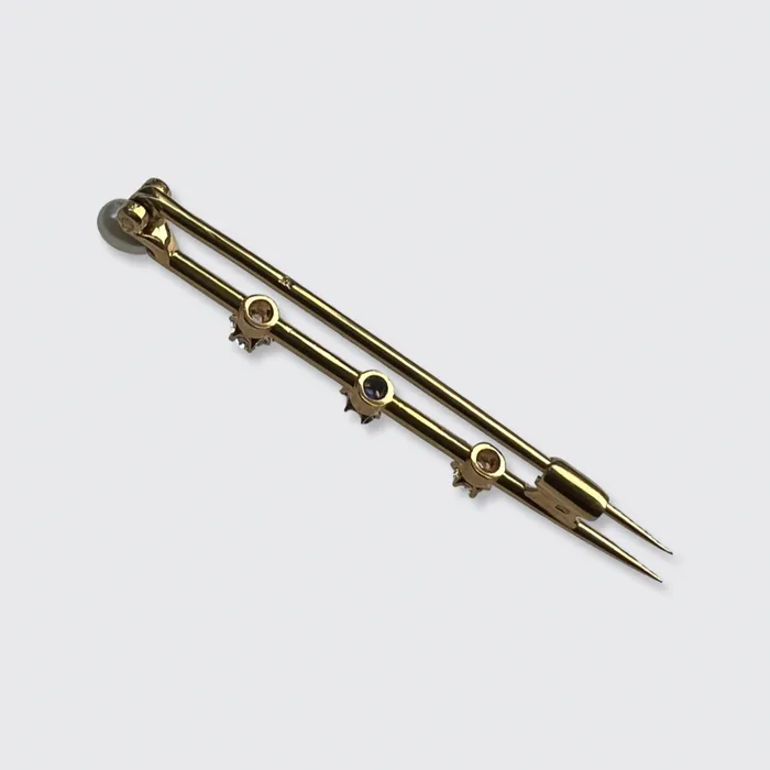21stfinds Victorian Pearl Sapphire Diamond Nail Brooch Earrings 21stfinds Victorian Pearl Sapphire Diamond Nail Brooch Earrings