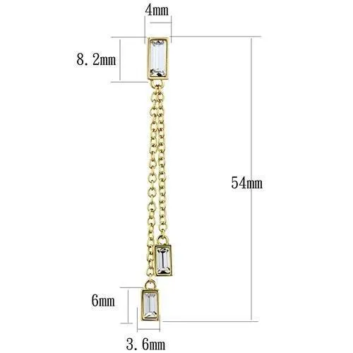 3W1202 Gold Brass Earrings with Top Grade Crystal in Clear Alamode Earrings
