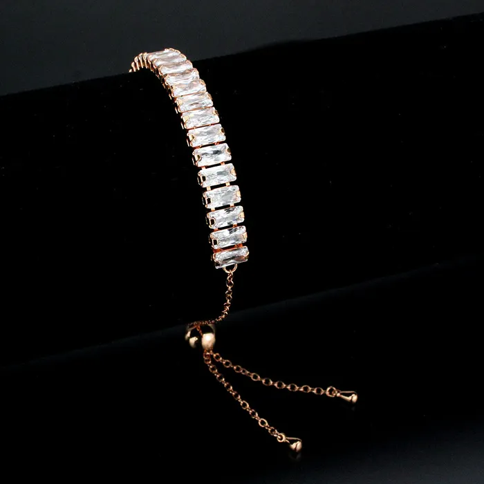 3W1678 Rose Gold Brass Bracelet with AAA Grade CZ in Clear Alamode Bracelets