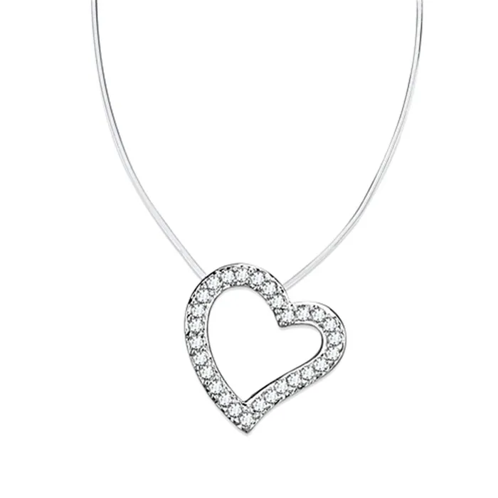 3W420 Rhodium Brass Necklace with AAA Grade CZ in Clear Alamode Necklaces