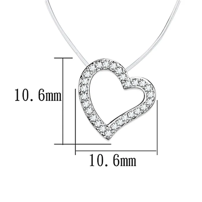 3W420 Rhodium Brass Necklace with AAA Grade CZ in Clear Alamode Necklaces