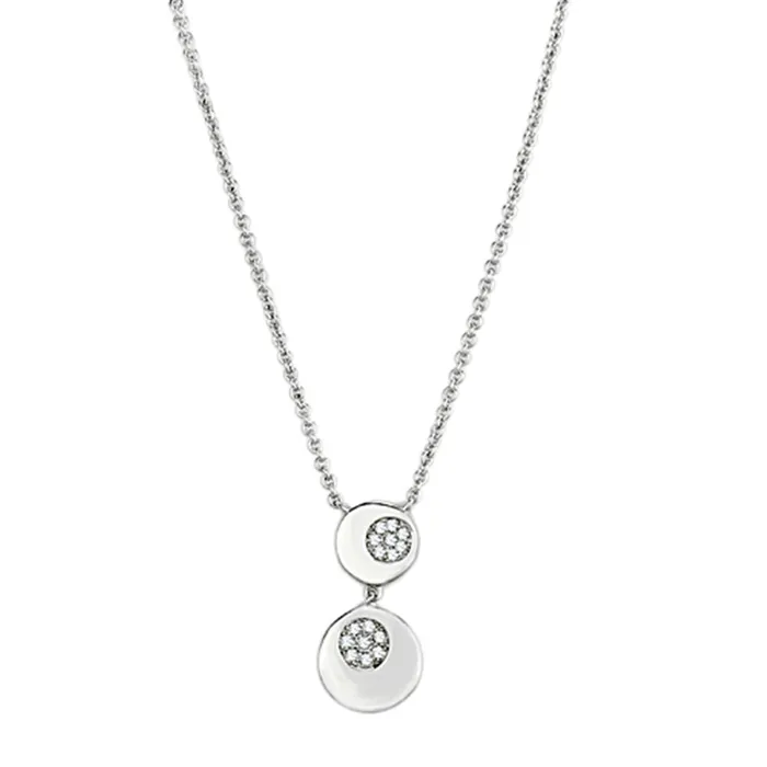 3W435 Rhodium Brass Necklace with AAA Grade CZ in Clear Alamode Necklaces