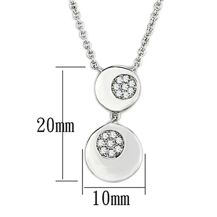 3W435 Rhodium Brass Necklace with AAA Grade CZ in Clear Alamode Necklaces