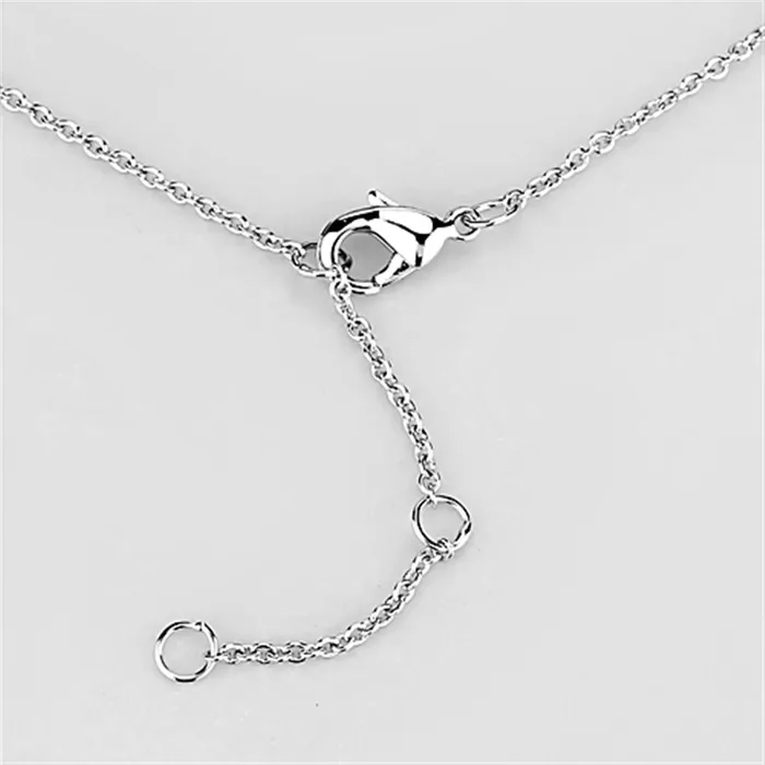 3W435 Rhodium Brass Necklace with AAA Grade CZ in Clear Alamode Necklaces