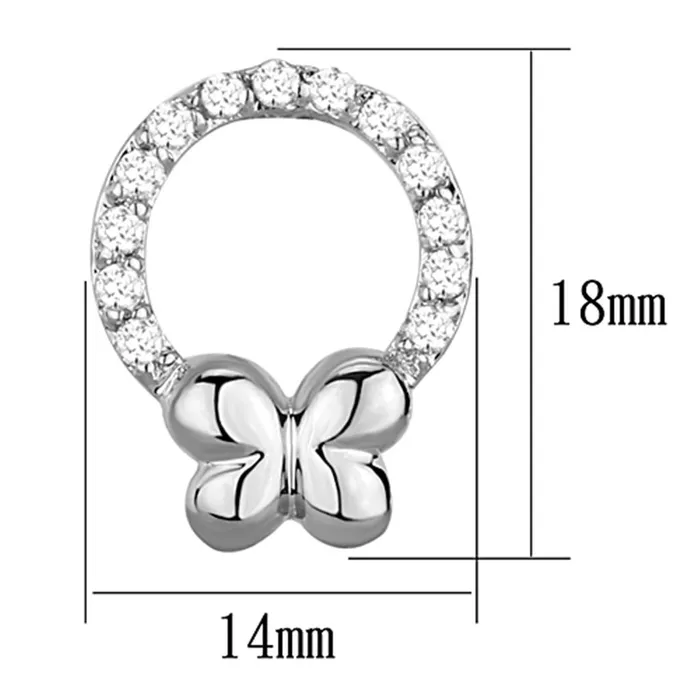 3W620 Rhodium Brass Earrings with AAA Grade CZ in Clear Alamode Earrings