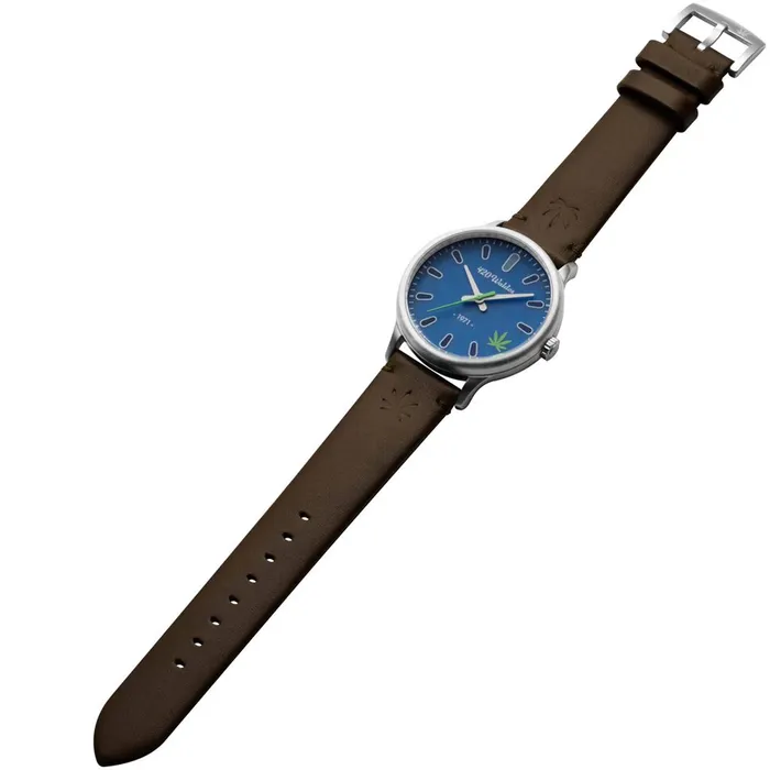 420Waldos Watches 420Waldos Mens Watch Bud Steel Case Blue Dial Dark Brown Leather Strap W1004 420Waldos Watches 420Waldos Mens Watch Bud Steel Case Blue Dial Dark Brown Leather Strap W1004