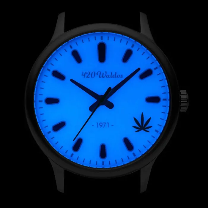 420Waldos Watches 420Waldos Mens Watch Bud Steel Case Blue Dial Dark Brown Leather Strap W1004 420Waldos Watches 420Waldos Mens Watch Bud Steel Case Blue Dial Dark Brown Leather Strap W1004