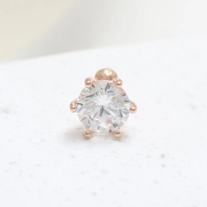 7mm Moissanite 6 Prongs Ear Piercing from J Shop Earrings