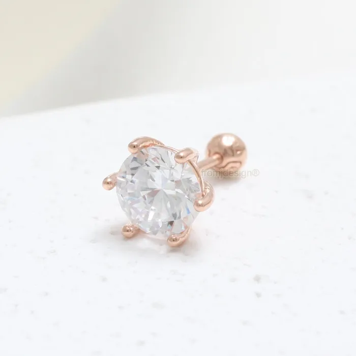 7mm Moissanite 6 Prongs Ear Piercing from J Shop Earrings