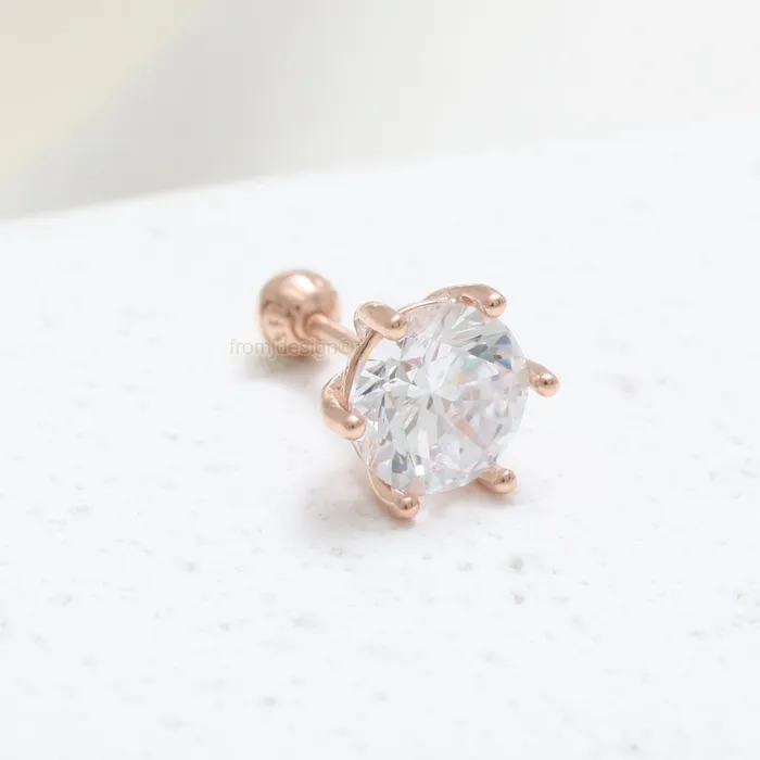 7mm Moissanite 6 Prongs Ear Piercing from J Shop Earrings