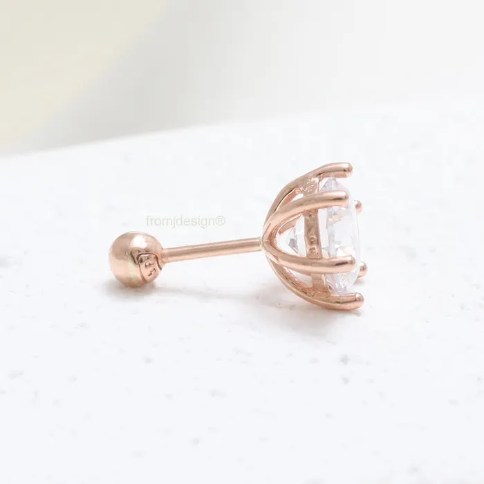 7mm Moissanite 6 Prongs Ear Piercing from J Shop Earrings