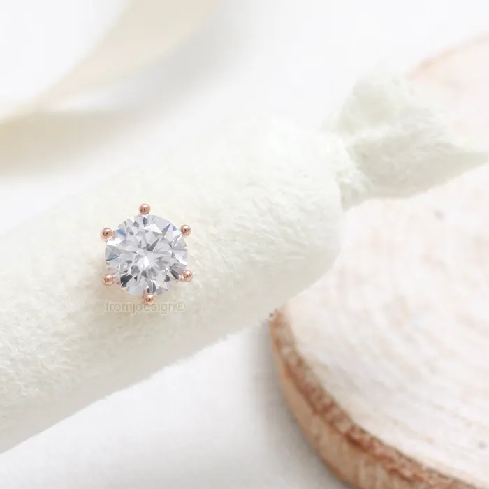 7mm Moissanite 6 Prongs Ear Piercing from J Shop Earrings
