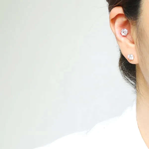 7mm Moissanite 6 Prongs Ear Piercing from J Shop Earrings