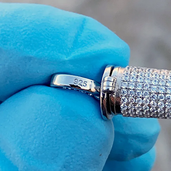 925 Sterling Silver Hollow Bullet Iced Flooded Out CZ Pendant Bling Cartel Necklaces 925 Sterling Silver Hollow Bullet Iced Flooded Out CZ Pendant Bling Cartel Necklaces