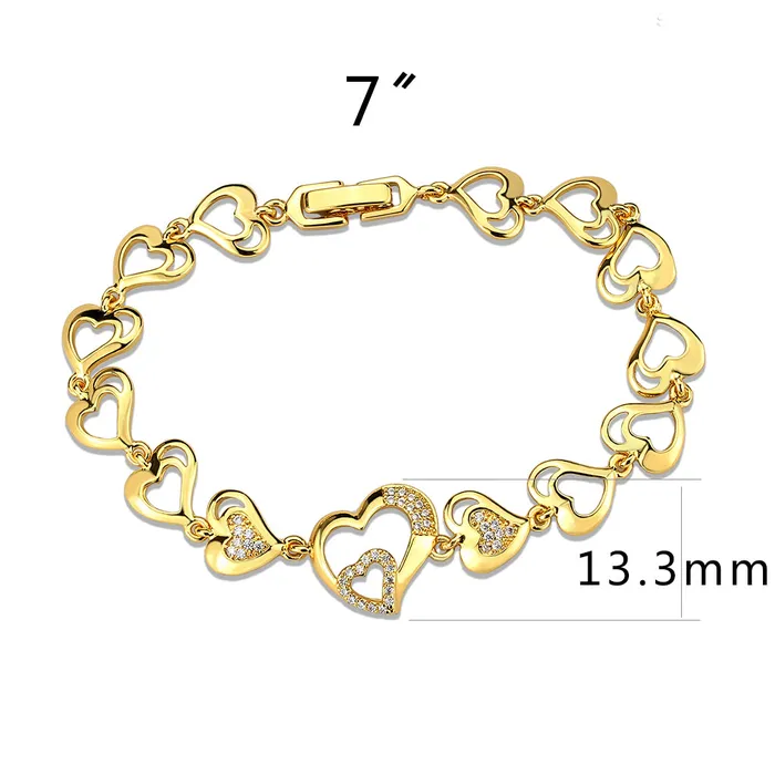 Alamode Bracelets 3W1632 Flash Gold Brass Bracelet with AAA Grade CZ in Clear